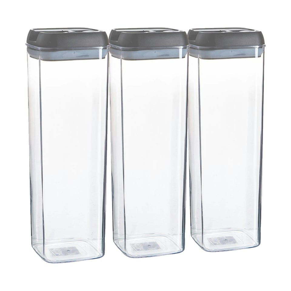 image 1 of Argon Tableware Flip Lock Plastic Food Storage Containers - 1.9 Litre - Grey - Pack of 3