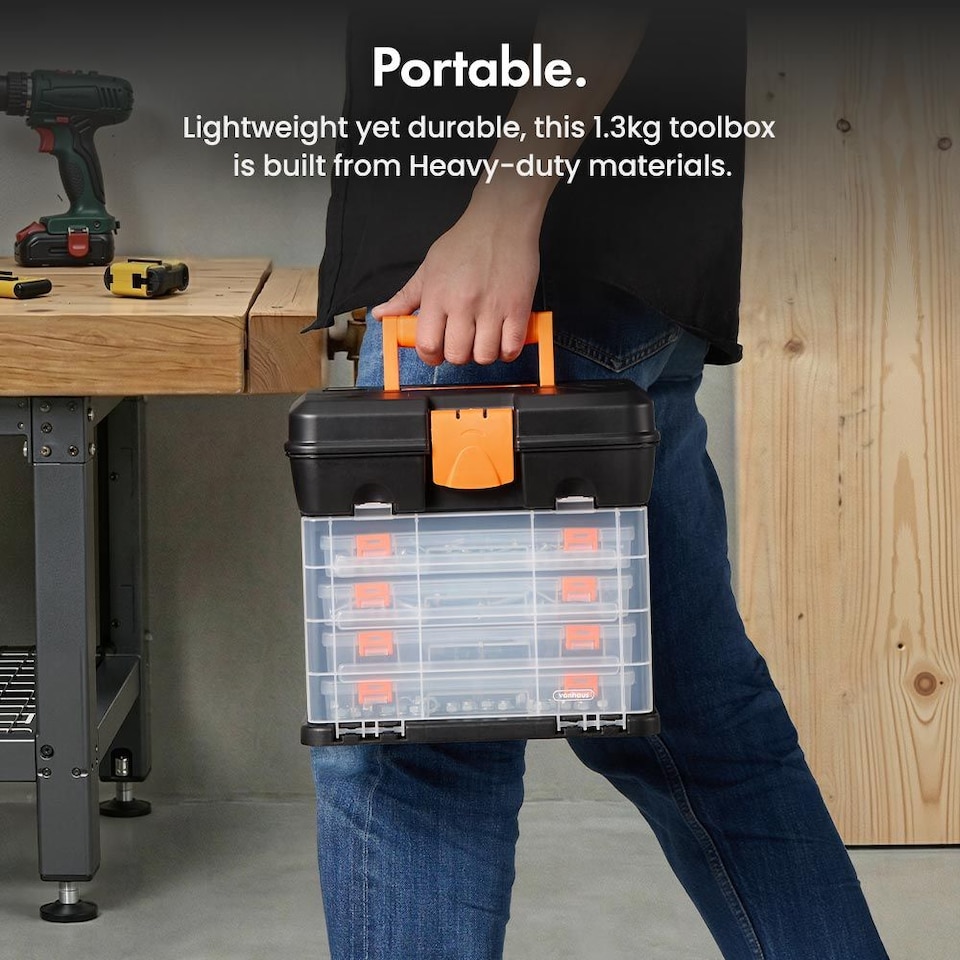 image 1 of VonHaus Multi-purpose Utility Tool Box with 4 Removable Trays