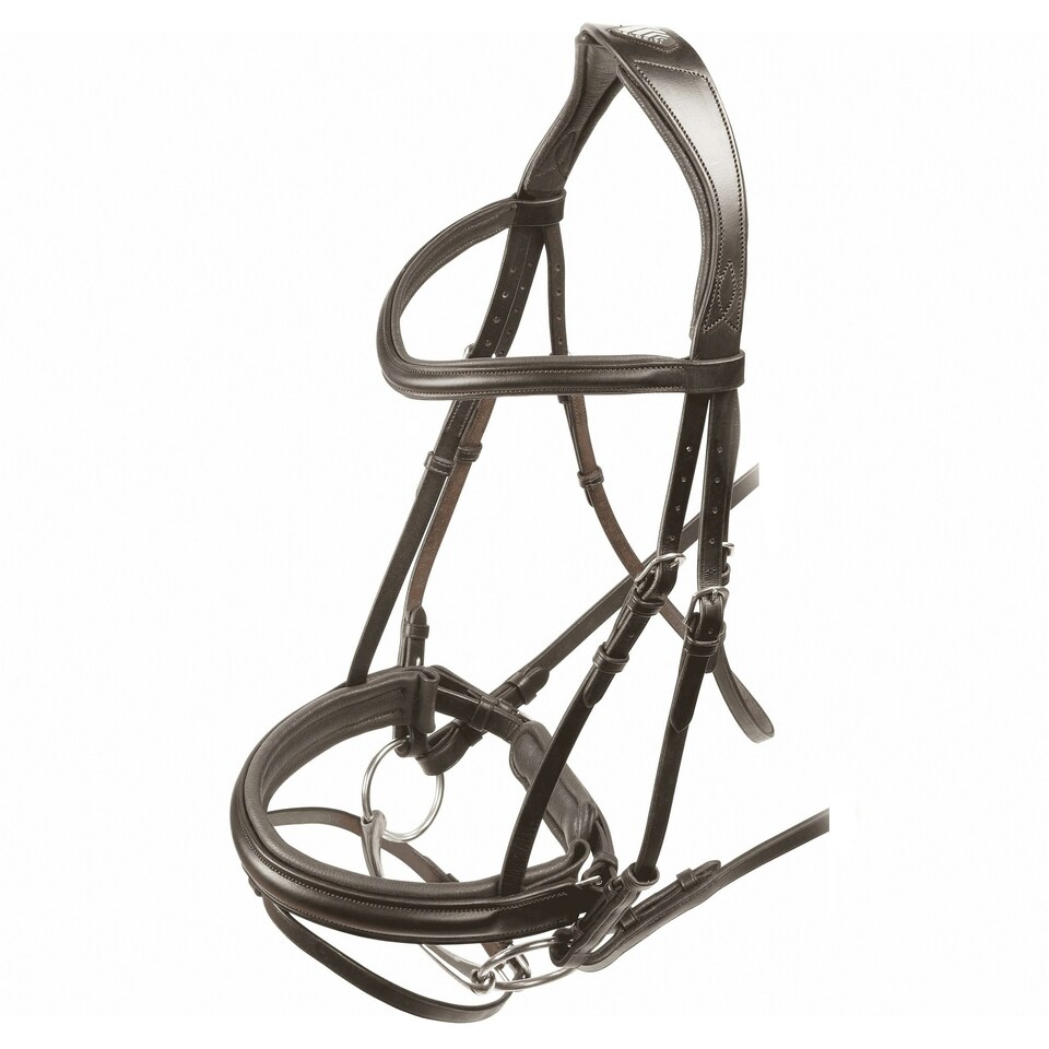 image 1 of Velociti Leather Horse Dressage Bridle - Havana - Cob