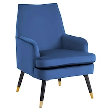 Loretta Accent Chair Midnight Blue Velvet Padded Armchair Blue