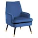 image 1 of Loretta Accent Chair Midnight Blue Velvet Padded Armchair Blue
