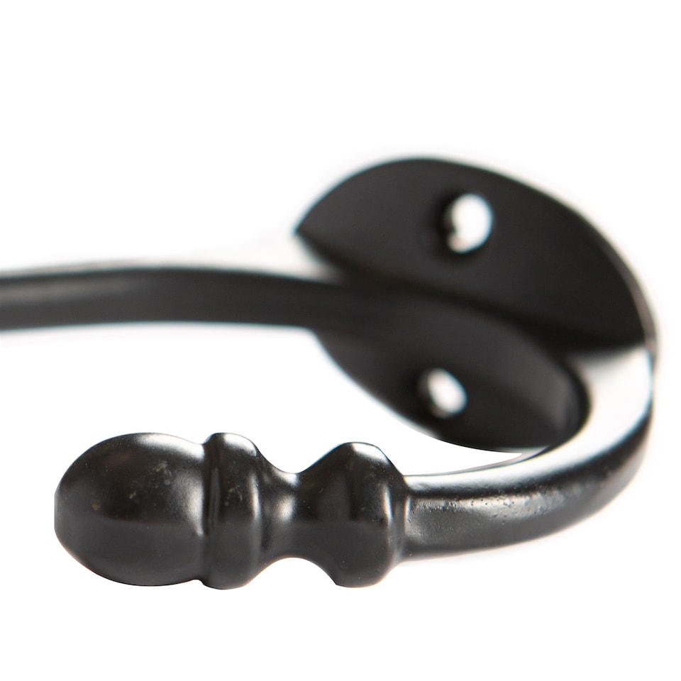 image 1 of Hammer & Tongs Ceramic Flower Hat & Coat Hook - W30mm x H140mm - Black - Wall Mounted Clothes Towel & Robe Hanger