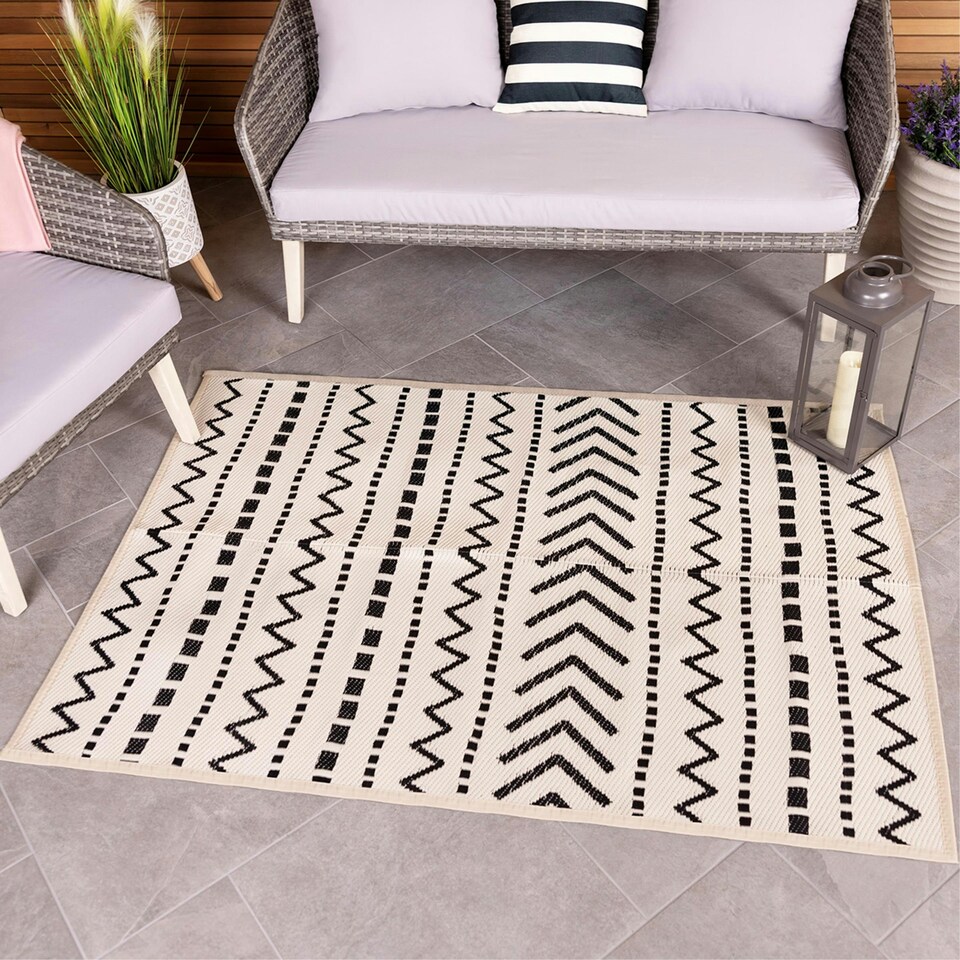 image 1 of Charles Bentley Moroccan Weatherproof Cream Outdoor Rug 120x170