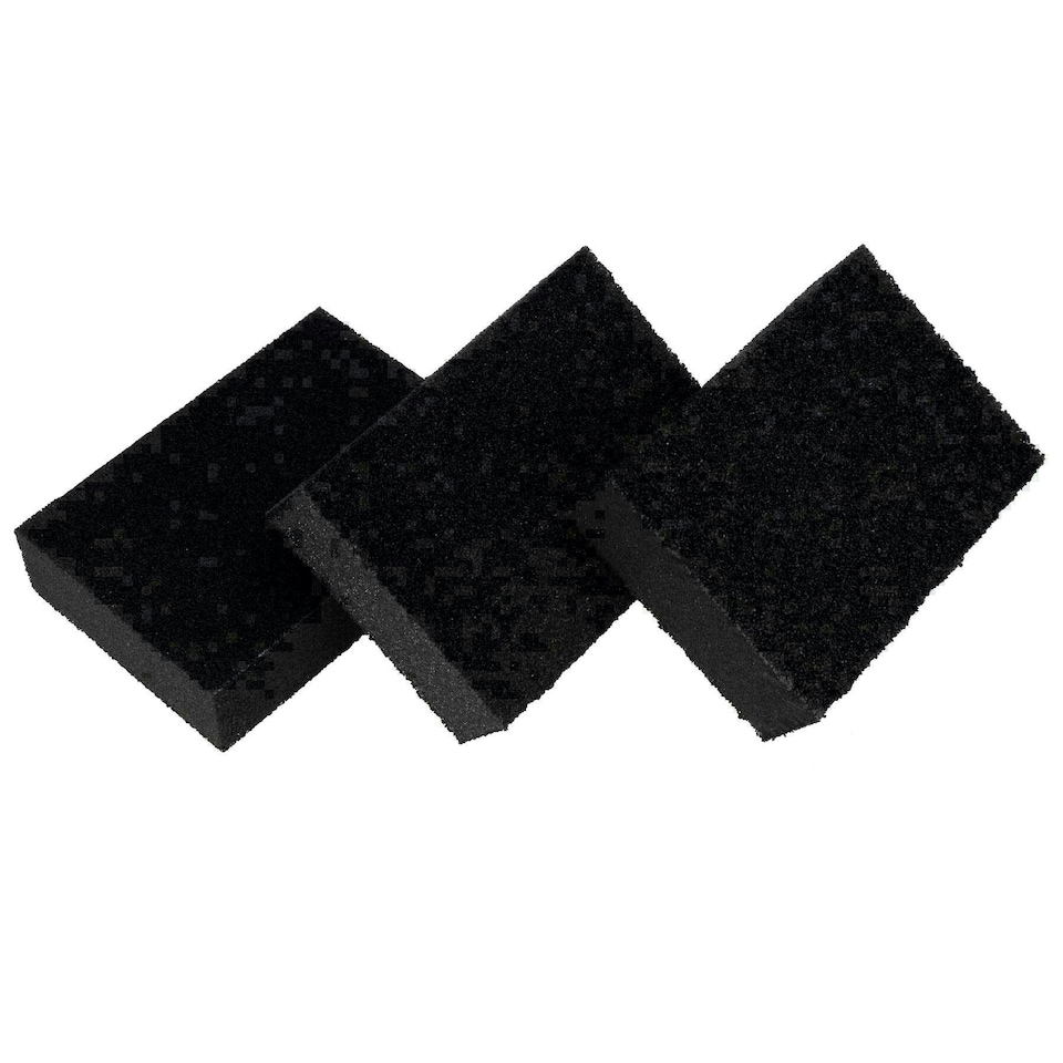 image 1 of Foam Sponge Sanding Blocks 60 80 120 Mixed Grit Abrasive Wet + Dry 3 Pack