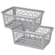image 3 of 2 x Multipurpose Cool Grey Large Handy Plastic Storage Baskets For Home & Office | Grey