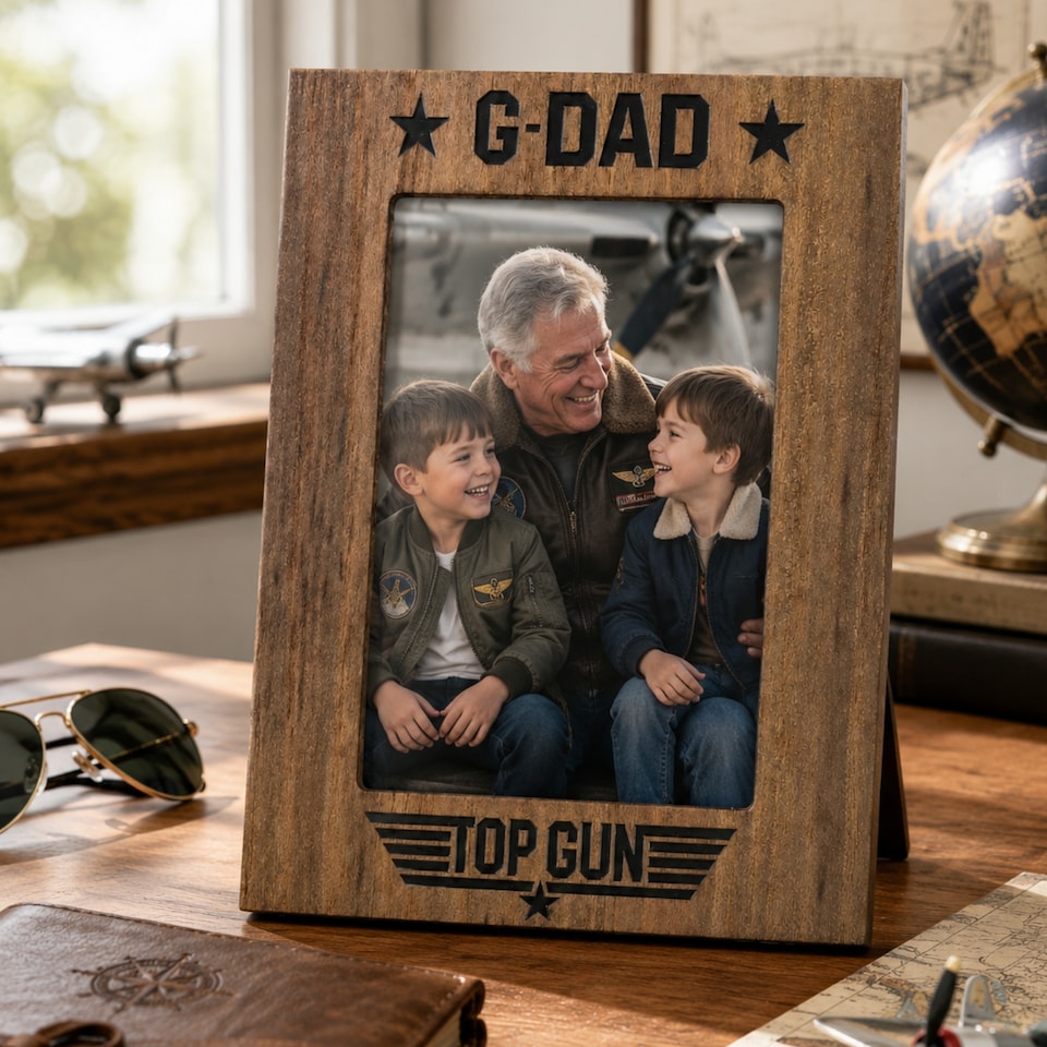 image 1 of Top Gun Top G-Dad Photo Frame Brown