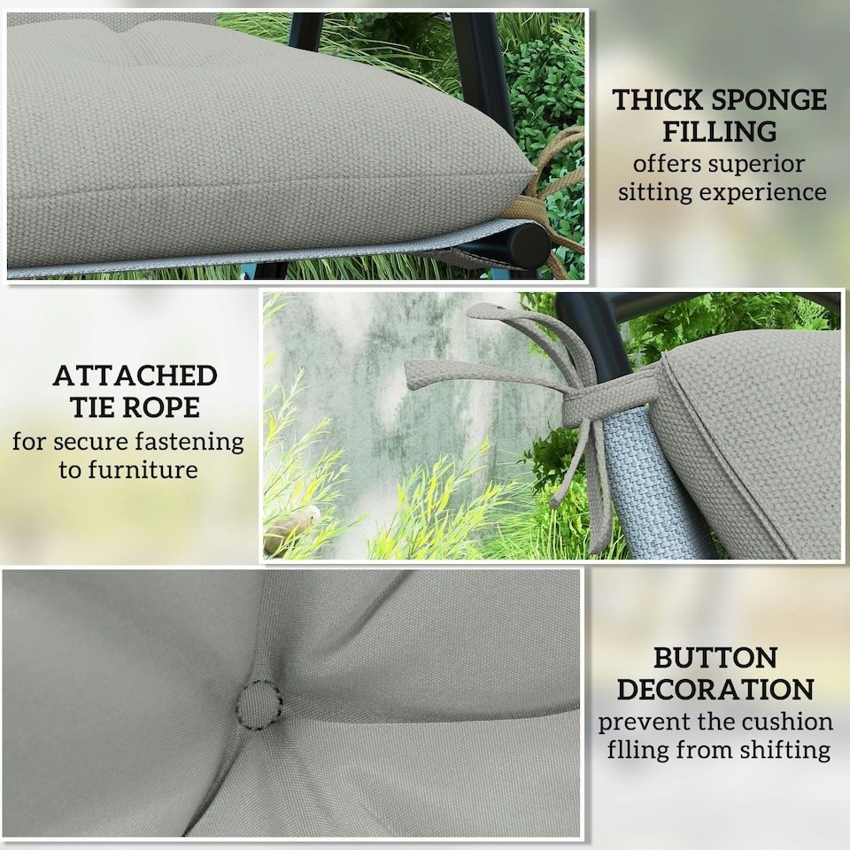 image 1 of Outsunny Set of 2 Garden Chair Cushions Seat Pad for Outdoor Use Khaki 