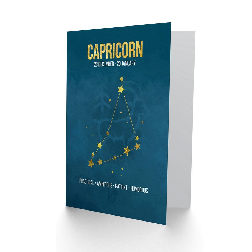 image 1 of Capricorn Star Sign Zodiac Constellation Birthday Greeting Card