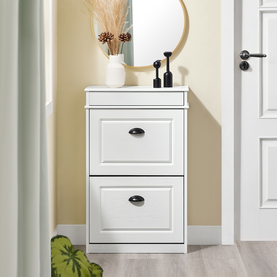 image 1 of SoBuy FSR78-WG,Shoe Rack Storage Cabinet with 2 Flip Drawers | White | White-glossy | 1