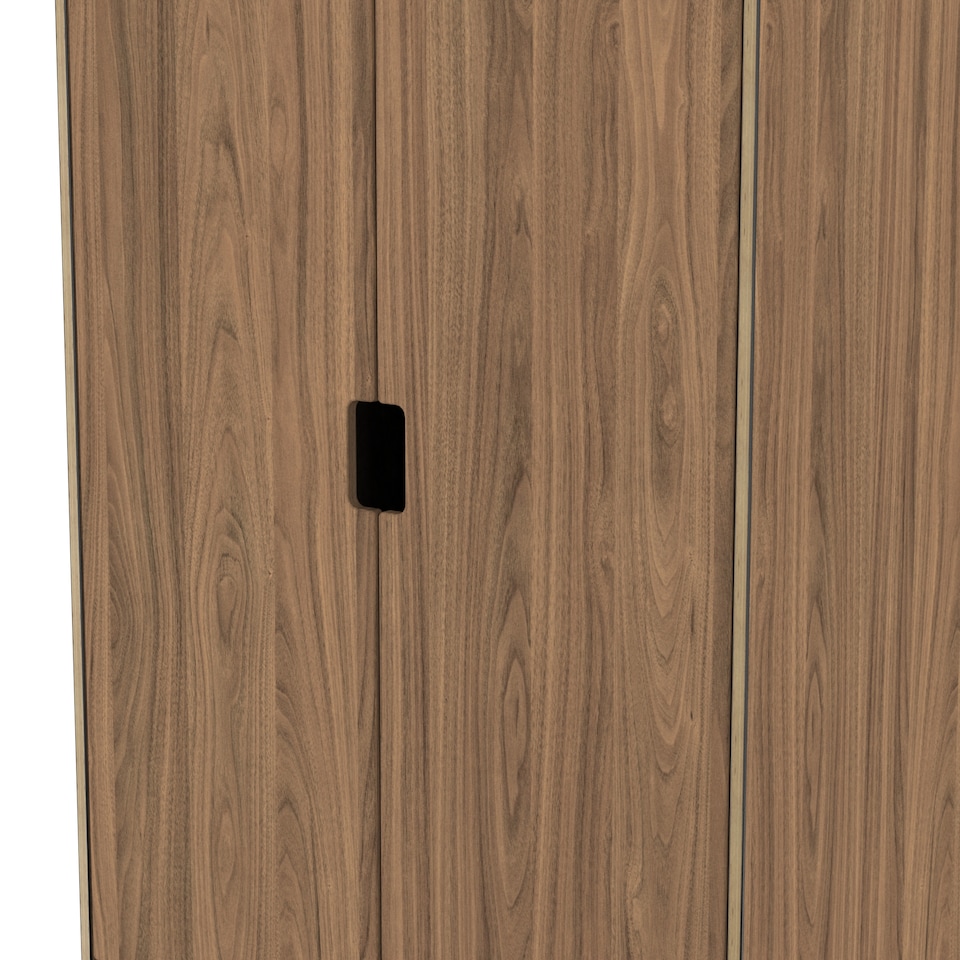 image 1 of Taiwan Tall 2 Drawer Double Wardrobe in Carini Walnut (Ready Assembled) | Brown | Carini Walnut