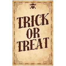 Trick Or Treat Skull Halloween PVC Party Sign Decoration 25cm x 41cm