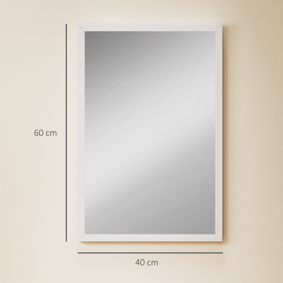 image 1 of HOMCOM 60x40cm Wall Bathroom Mirror for Home Decor, Vanity Mirror, White