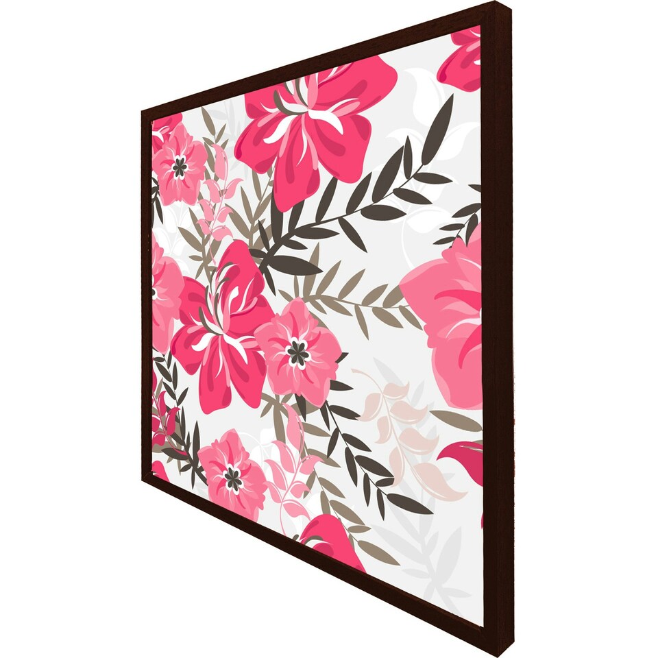 image 1 of Red & pink floral (Picutre Frame) Black | L