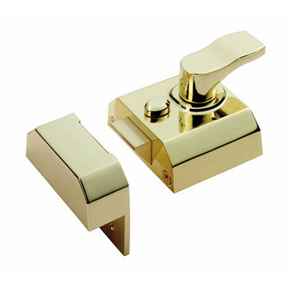 Loops Deadlocking Rim Cylinder Nightlatch 40mm Electro Brassed Door Security Lock in Metallics