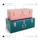image 4 of BTFY Set of 2 Pink & Teal Stainless Steel Storage Trunks