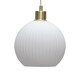 image 7 of Set of 2 Betchley - White Ribbed Glass Globe with Satin Brass Pendants | White | White glass with satin brass plate detail | Small | 2