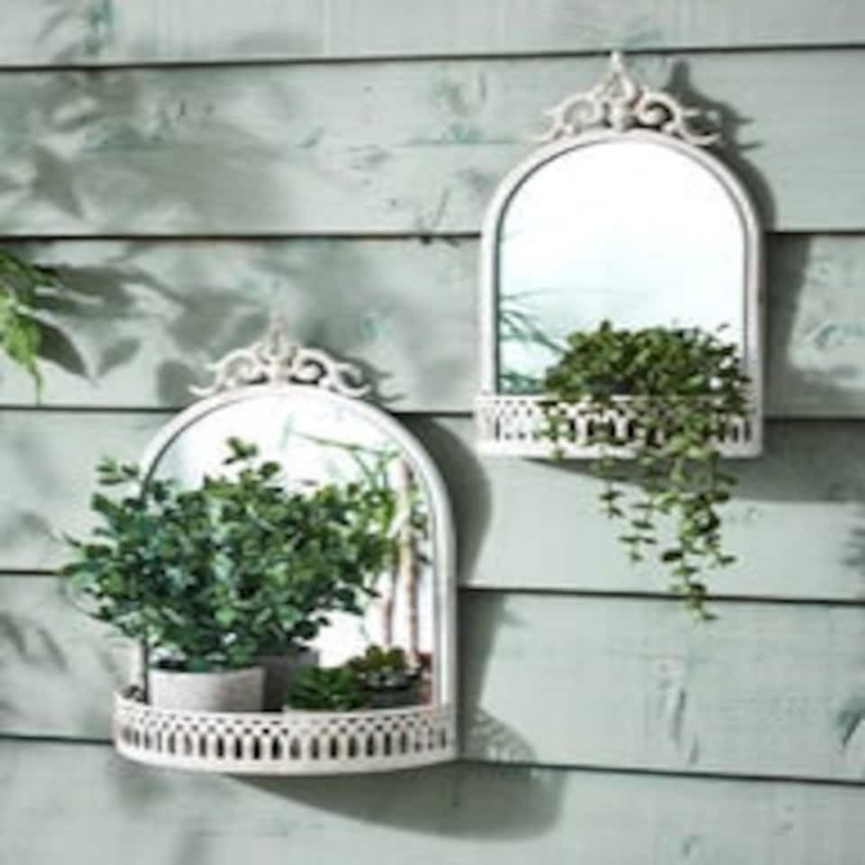 image 1 of Set of 2 Wall Mirrors with Shelf White