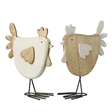 Heaven Sends Set of 2 Wooden Hen Easter Decorations