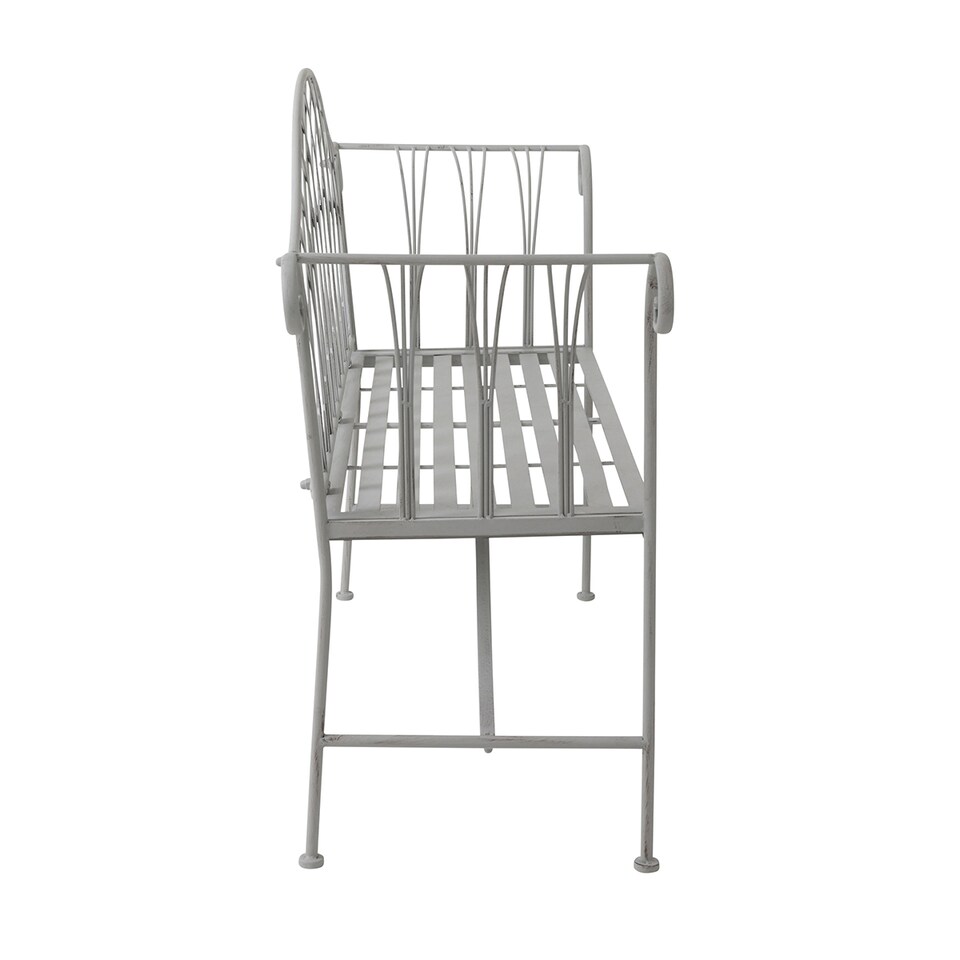 image 1 of Charles Bentley Decorative Wrought Iron Outdoor Rustic Bench - Grey