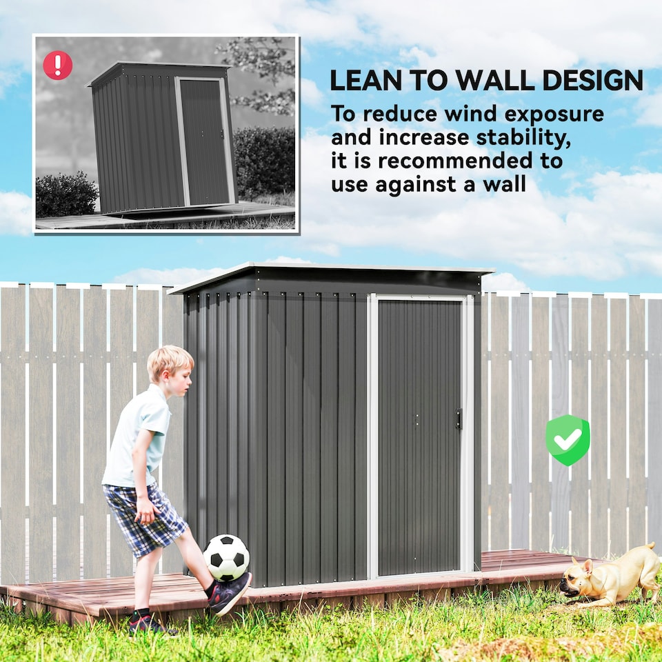 image 1 of Outsunny 5 x 3ft Garden Storage Shed Sliding Door Sloped Roof Tool, Grey Grey