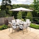 image 1 of 4 Seater Garden Furniture Dining Set with Reversible Cushions and Crank Parasol in Beige