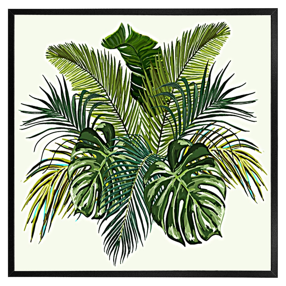image 1 of Green tropical foliage (Picutre Frame) Black | XS