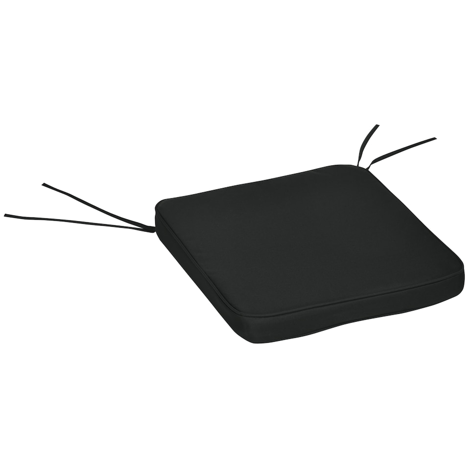 image 1 of Outsunny Set of 6 Chair Cushion Seat Pads Dining Chair w/ Straps | Black | Black | 6