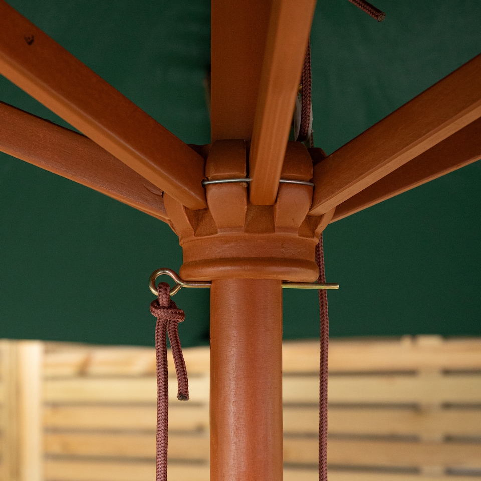 image 1 of Samuel Alexander 2.7m Outdoor Wooden Garden Parasol Sun Shade with Carry Bag in Green