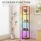 image 4 of HOMCOM RGB LED Floor Lamp with Shelves, Modern Dimmable Standing Lamp with Remote Control, Adjustable Brightness & Speed for Living Room, Bedroom, Office, Rustic Brown | Brown