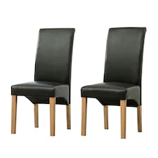 MCC Direct Deluxe High Back Leather Dining Chairs Black