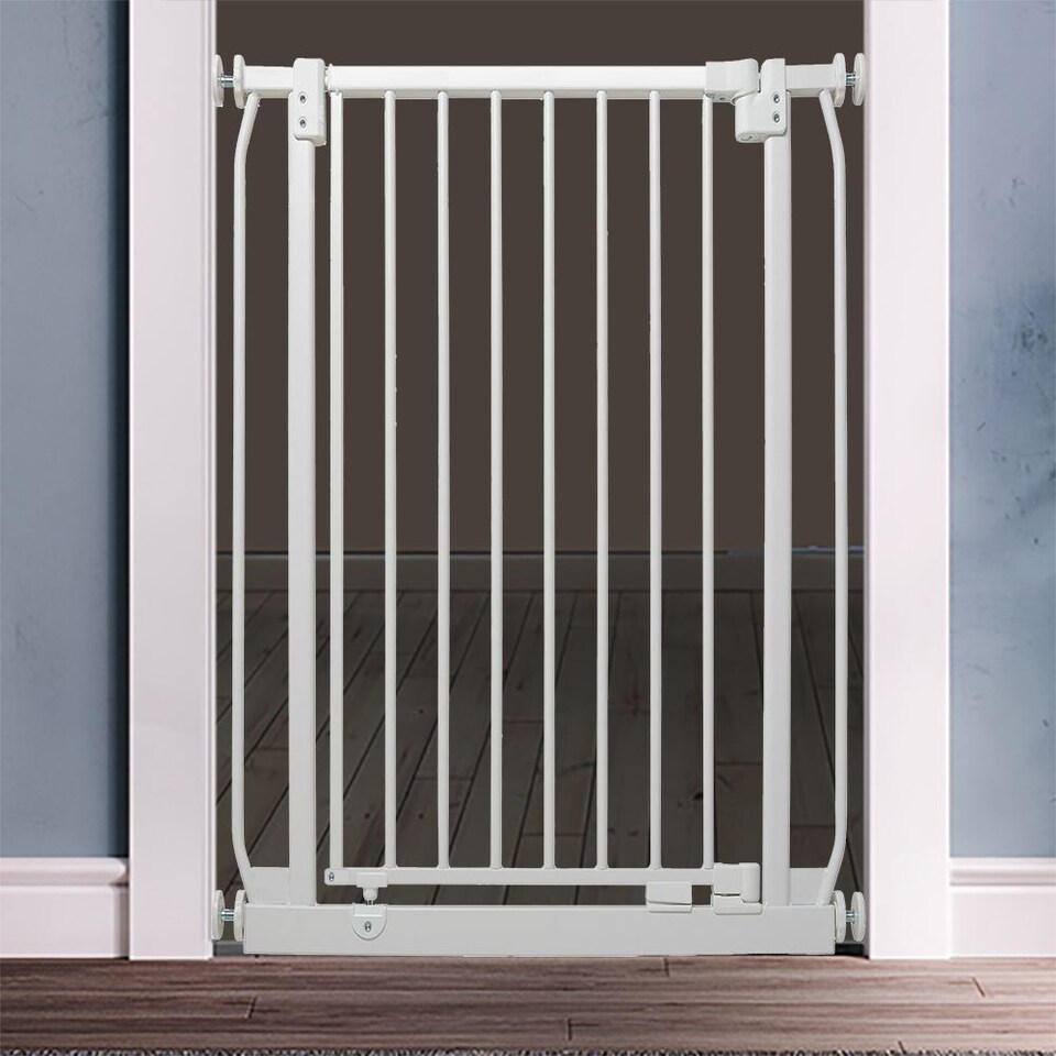image 1 of Safetots Extra Tall Elite Safety Gate, 65.5cm - 74.5cm, Matt White, Extra Tall 96.8cm in Height, Pressure Fit Stair Gate