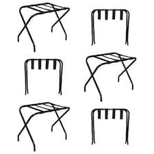 Harbour Housewares Folding Metal Luggage Racks - Black - Pack of 6 | Black | Black