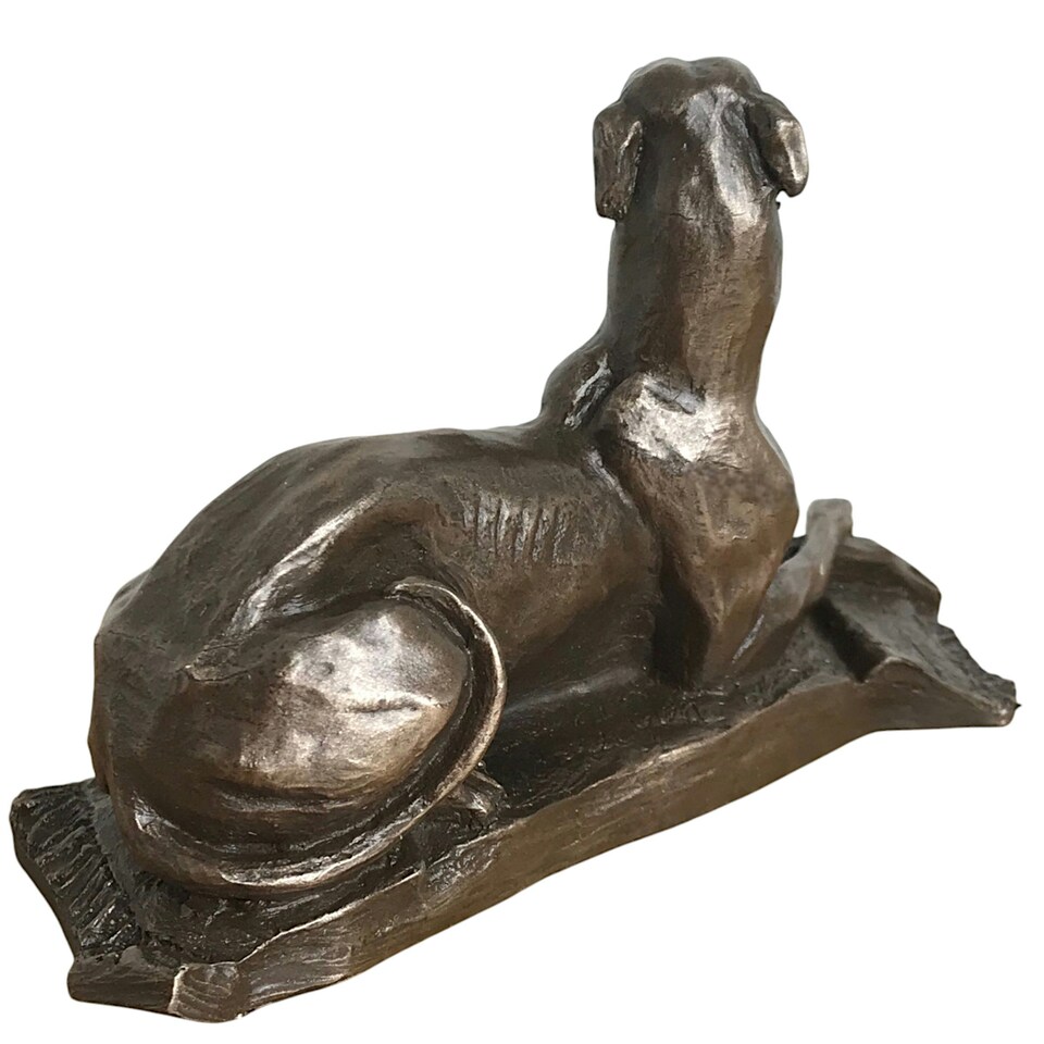 image 1 of Laying Greyhound Dog Figurine In Solid Cold Cast Bronze, Designed By Harriet Glen