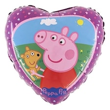 Peppa Pig and Teddy Heart Shape Foil Helium Balloon 46cm / 18 in