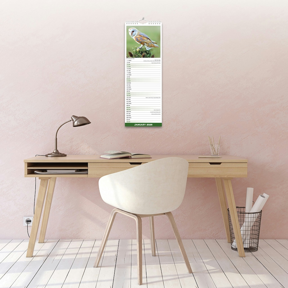 image 1 of Owls Slim 2026 Calendar | Slimline Wall Calendar | Bird Gift | Plastic Free Packaging | by Avonside Publishing [Calendar] Avonside Publishing Ltd