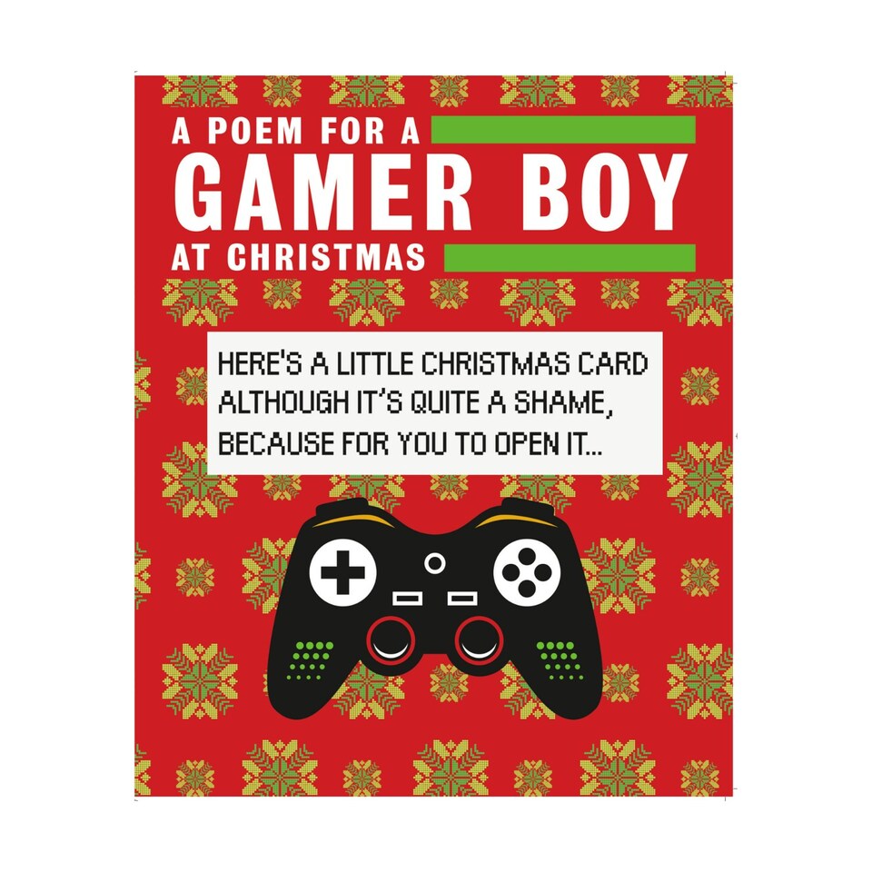 Face Ache Christmas Card, Gaming Remote, Christmas Card for Gamers, 18.4 x 15.4 cms, Multi-Coloured