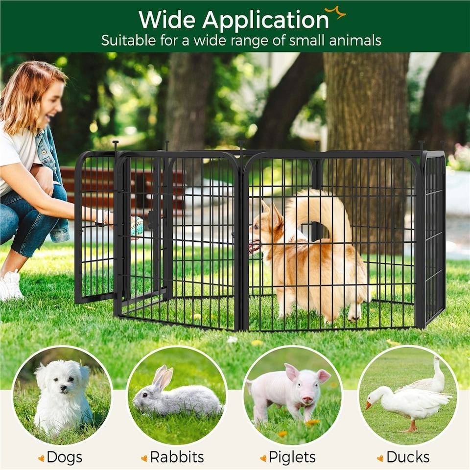 image 1 of Yaheetech 6 Metal Dog Playpen Panels, 60 × 60.5 cm Black