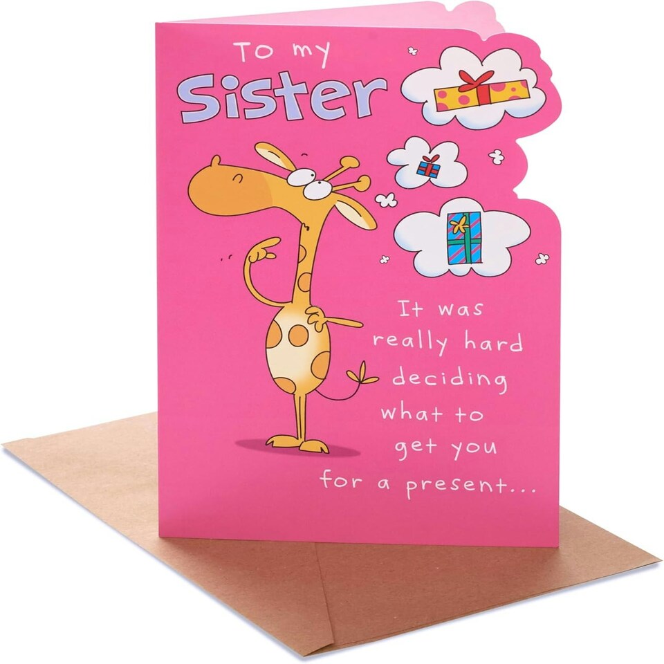 image 1 of Funny Cartoon Giraffe Design Sister Birthday Card