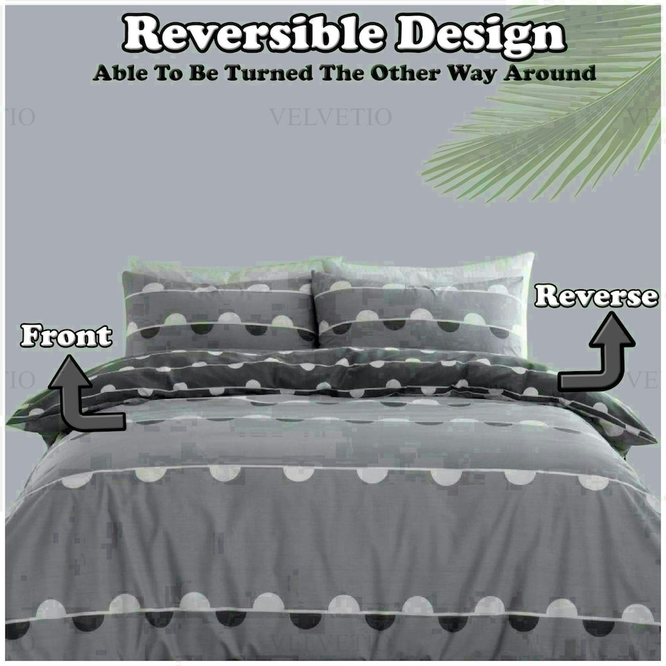 image 1 of Simple Reversible Geo Printed Duvet Cover Set Polycotton Beddings Grey | King