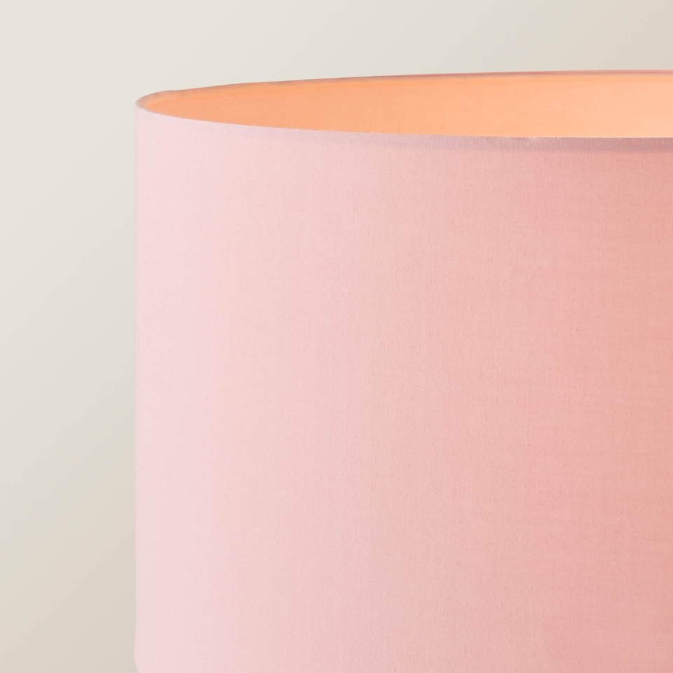 image 1 of ValueLights Morrigan Blush Shade Grey Wood Tripod Floor Lamp | Pink