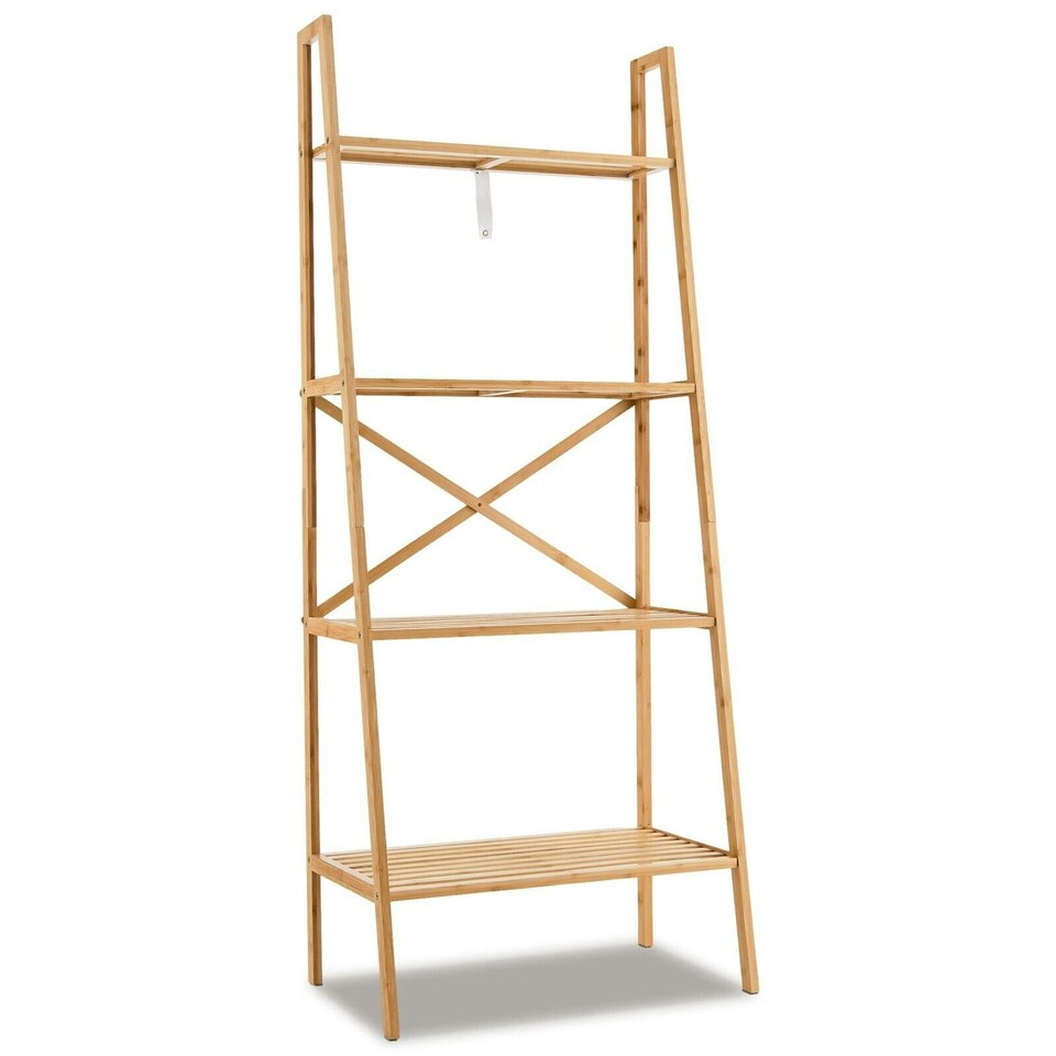 image 1 of COSTWAY 4-Tier Ladder Shelf Bookcase Storage Organizer Brown