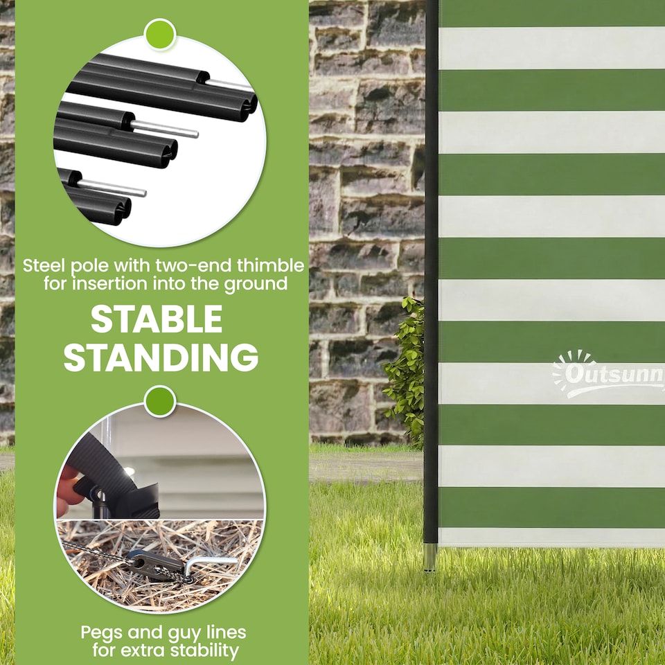 image 1 of Outsunny Camping Windbreak Portable Wind Blocker Privacy Wall | Green | Army Green | 540 x 150 cm