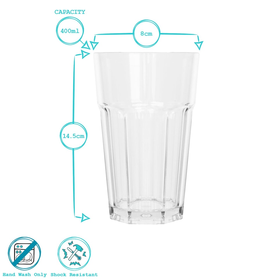 image 1 of Argon Tableware Reusable Plastic Highball Glasses - 400ml - Pack of 12 | Clear | Clear