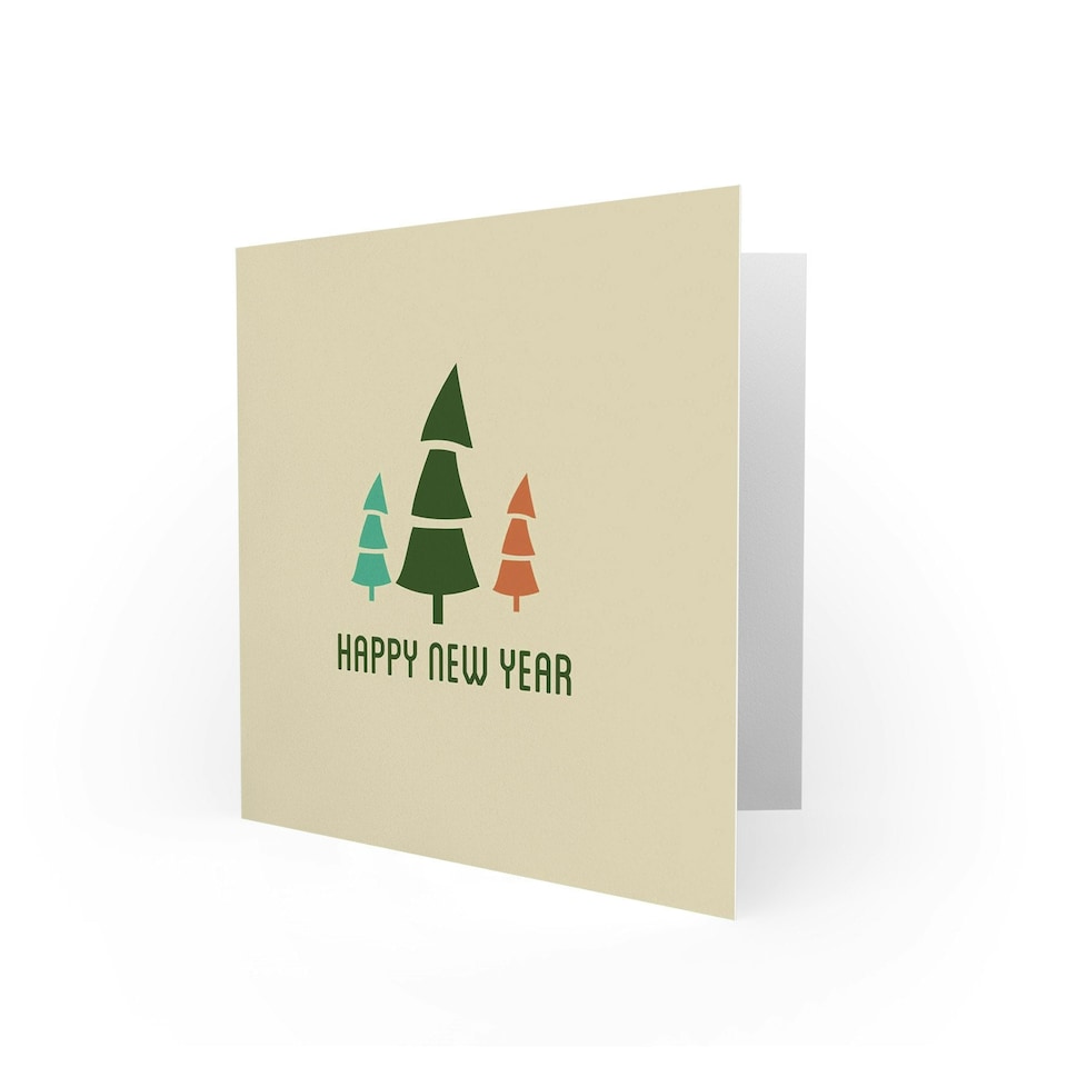 image 1 of Simple Graphic Pine Trees New Year Card