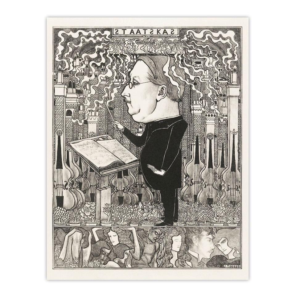 image 1 of Conductor Violins Smoking Chimneys Vintage Wall Art Print Toorop 12x16"