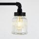 image 1 of ValueLights Industrial Black 3 Way Bar Ceiling Light With Clear Ribbed Glass Shades