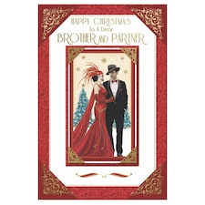 To a Dear Brother and Partner Couple Photo Frame Design Christmas Card