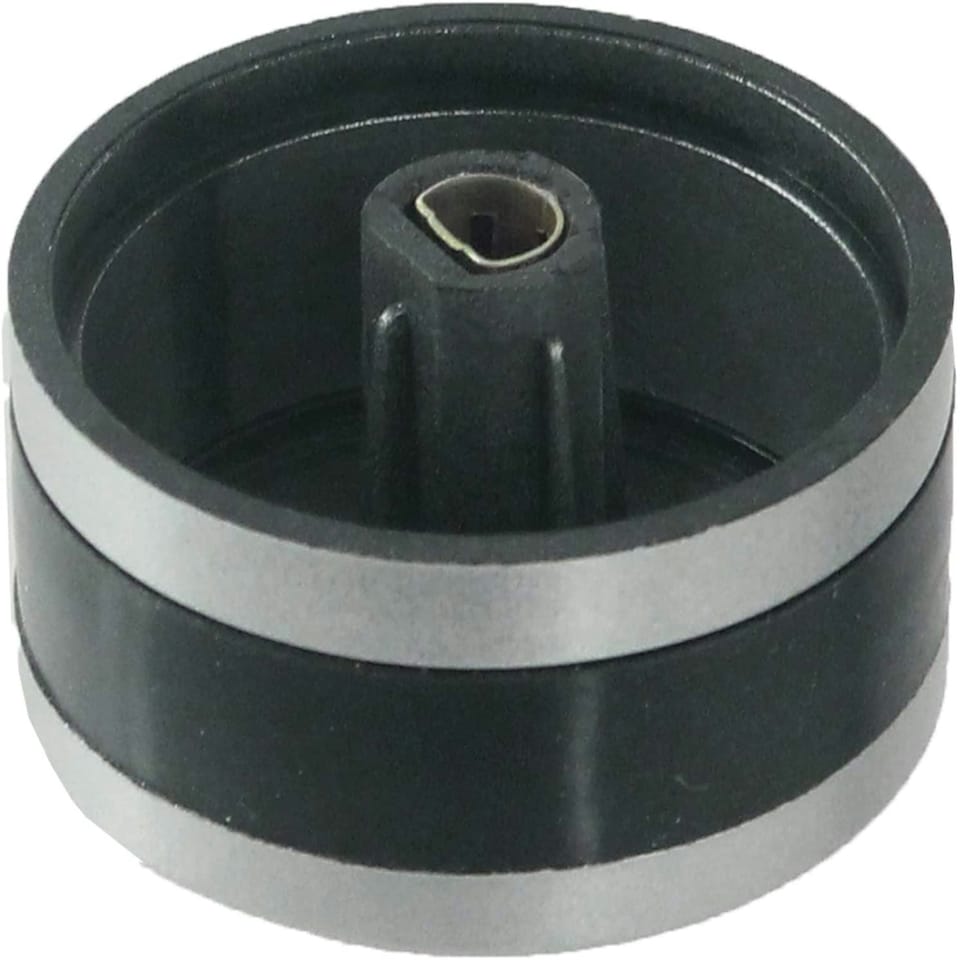 image 1 of SPARES2GO Silver/Black Switch Knobs compatible with Lamona LAM3200 LAM3204 LAM3401 Hob Oven Cooker (Pack of 2)