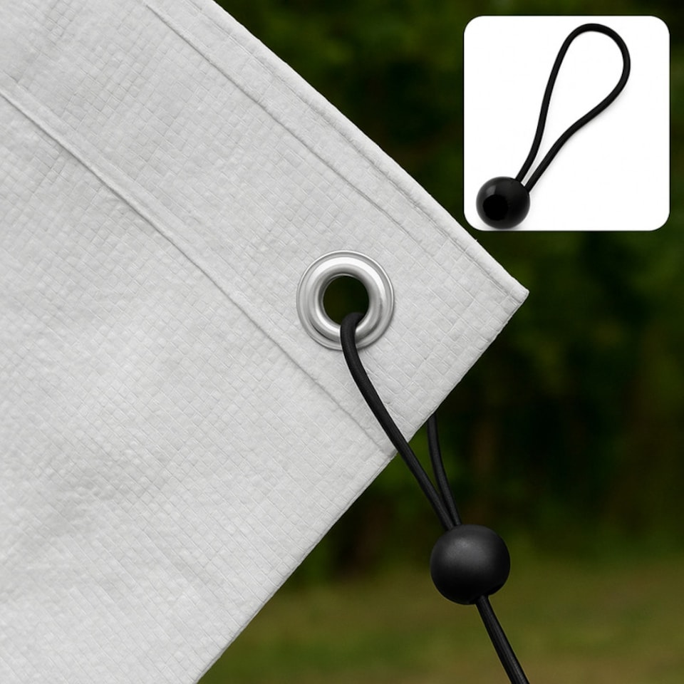 image 1 of Elastic Bungee Ball Ties Black Shock Cord Loops for Tarpaulins Tents Covers 10"