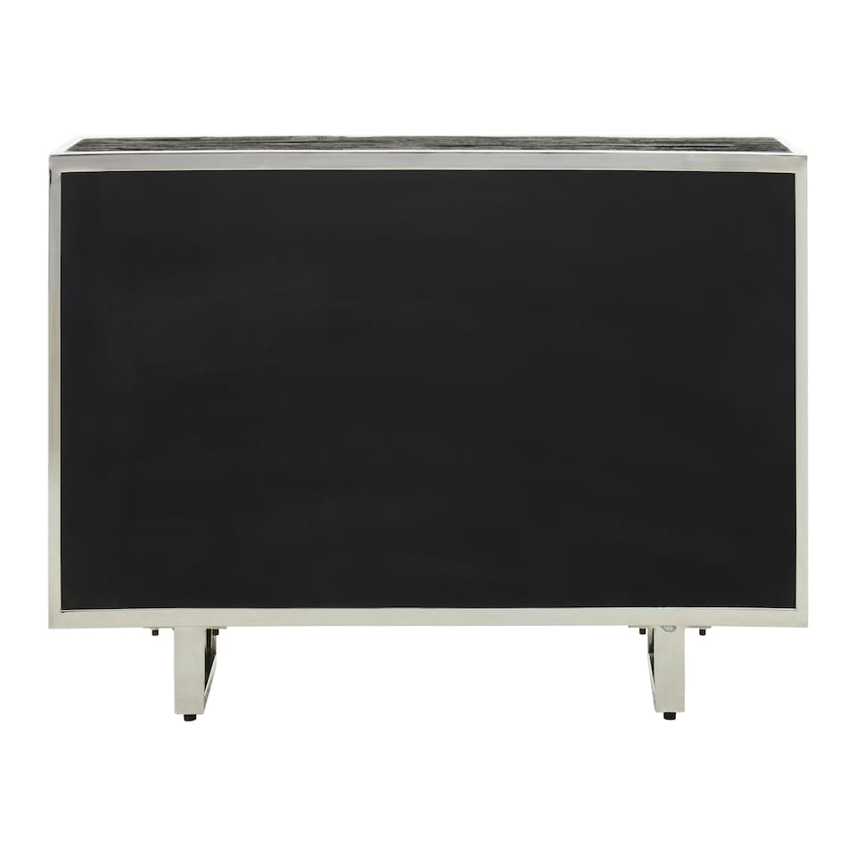 image 1 of Interiors by Premier Black Sideboard, Matte Black 3‑Door Buffet Storage Unit, Contemporary Wooden Sideboard for Dining Room Black